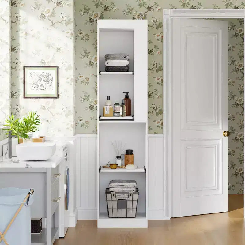 Famapy Mobile Alto da Bagno Bianco - Organizer con Ripiani Scorrevoli per Articoli da Toeletta