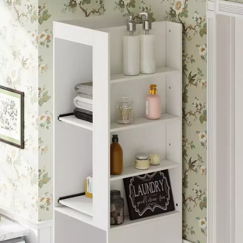 Famapy Mobile Alto da Bagno Bianco - Organizer con Ripiani Scorrevoli per Articoli da Toeletta