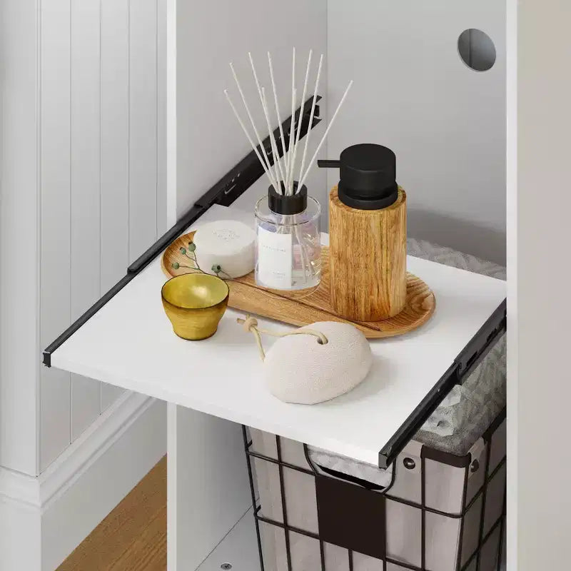 Famapy Mobile Alto da Bagno Bianco - Organizer con Ripiani Scorrevoli per Articoli da Toeletta