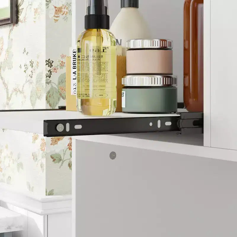 Famapy Mobile Alto da Bagno Bianco - Organizer con Ripiani Scorrevoli per Articoli da Toeletta
