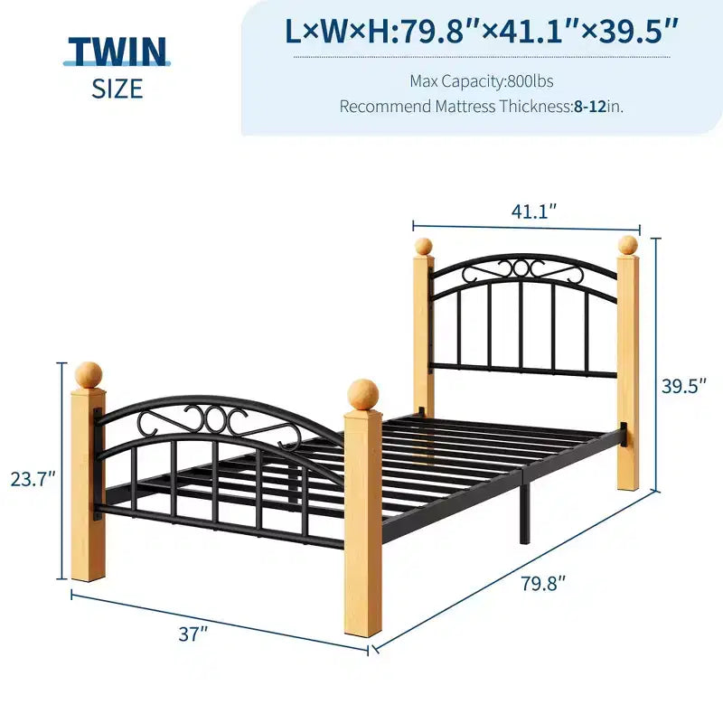 GustoWave Classic Struttura Letto a Piattaforma in Metallo, con Contenitore Sotto, Doghe in Acciaio