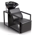 Karl Home Salon Shampoo Backwash Chair Unit with Porcelain Bowl and Storage Shelf