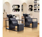 Poltrona lavatesta Karl Home Salon con bacinella in ceramica e mensola portaoggetti