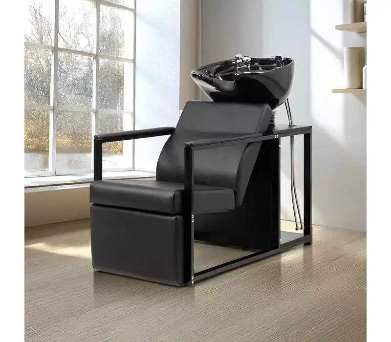 Poltrona lavatesta Karl Home Salon con bacinella in ceramica e mensola portaoggetti