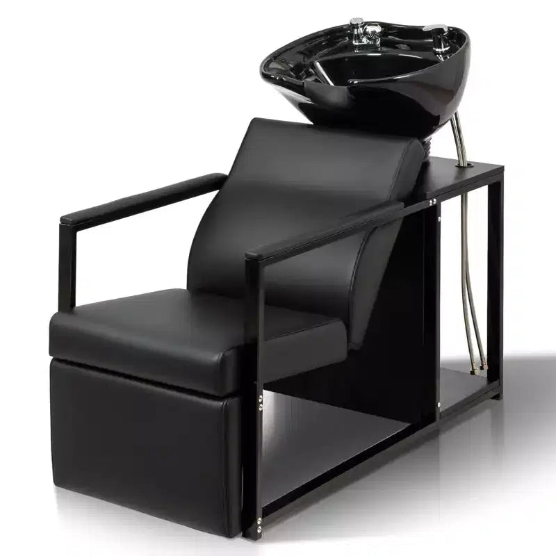 Poltrona lavatesta Karl Home Salon con bacinella in ceramica e mensola portaoggetti