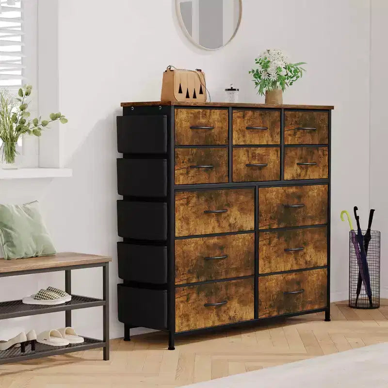 Cassettiera ampia da 39" per camera da letto, cassettiera alta da 37,4" con 12 cassetti, contenitori