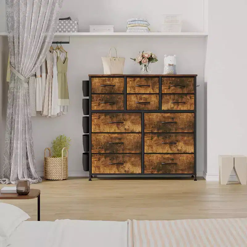 Cassettiera ampia da 39" per camera da letto, cassettiera alta da 37,4" con 12 cassetti, contenitori