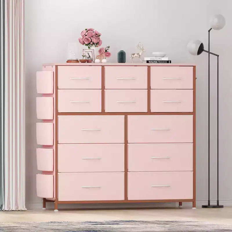 Cassettiera ampia da 39" per camera da letto, cassettiera alta da 37,4" con 12 cassetti, contenitori