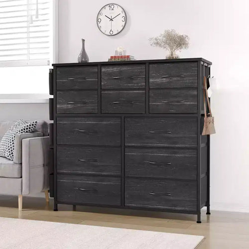 Cassettiera ampia da 39" per camera da letto, cassettiera alta da 37,4" con 12 cassetti, contenitori
