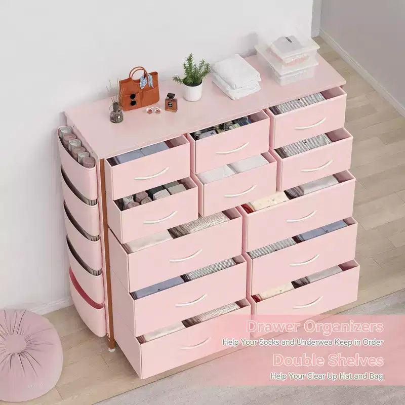 Cassettiera ampia da 39" per camera da letto, cassettiera alta da 37,4" con 12 cassetti, contenitori