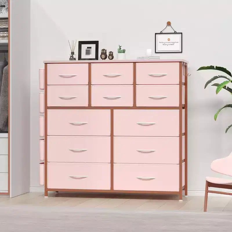 Cassettiera ampia da 39" per camera da letto, cassettiera alta da 37,4" con 12 cassetti, contenitori