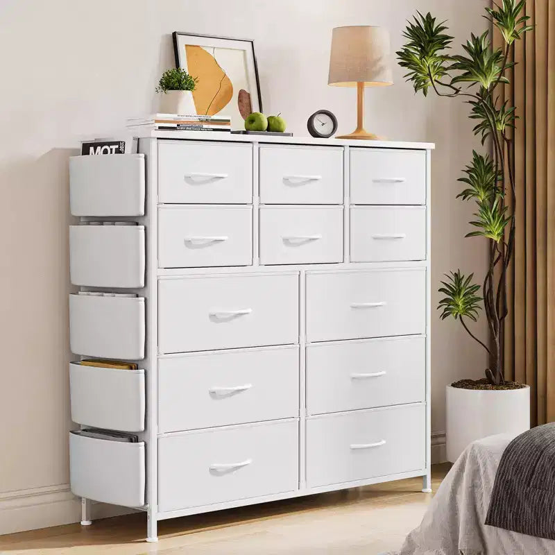 Cassettiera ampia da 39" per camera da letto, cassettiera alta da 37,4" con 12 cassetti, contenitori