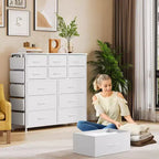Cassettiera ampia da 39" per camera da letto, cassettiera alta da 37,4" con 12 cassetti, contenitori