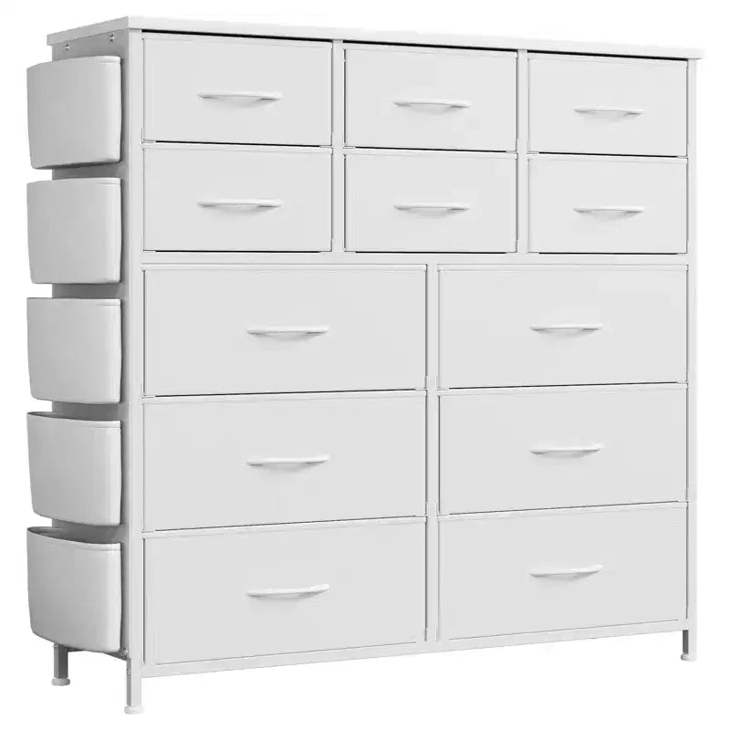Cassettiera ampia da 39" per camera da letto, cassettiera alta da 37,4" con 12 cassetti, contenitori