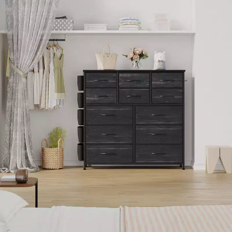 Cassettiera ampia da 39" per camera da letto, cassettiera alta da 37,4" con 12 cassetti, contenitori