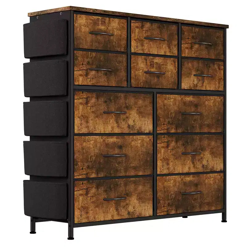 Cassettiera ampia da 39" per camera da letto, cassettiera alta da 37,4" con 12 cassetti, contenitori
