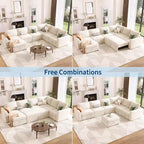 Divano letto sezionale in ciniglia beige con letto estraibile, divano modulare a L con sedute contenitore, divano convertibile per soggiorno