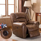 Poltrona Reclinabile Elettrica Bestier in Pelle Rigenerata Traspirante, Classica Poltrona Singola per Home Cinema Reclinabile con Porta USB, Comodi Braccioli