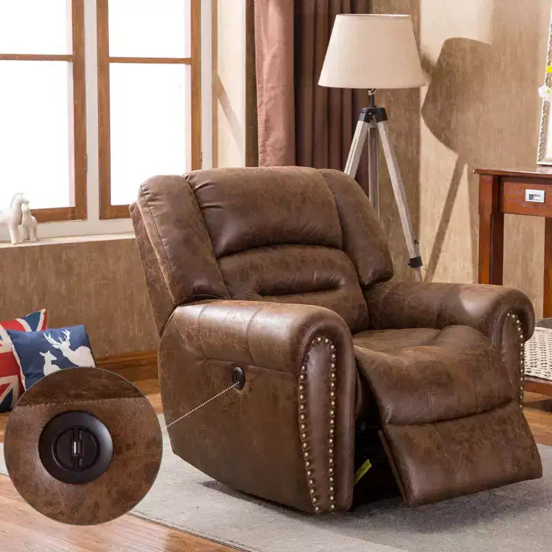 Poltrona Reclinabile Elettrica Bestier in Pelle Rigenerata Traspirante, Classica Poltrona Singola per Home Cinema Reclinabile con Porta USB, Comodi Braccioli