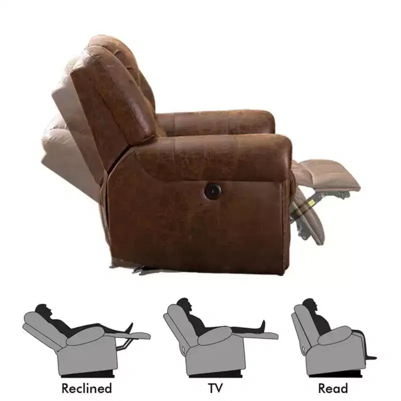 Poltrona Reclinabile Elettrica Bestier in Pelle Rigenerata Traspirante, Classica Poltrona Singola per Home Cinema Reclinabile con Porta USB, Comodi Braccioli