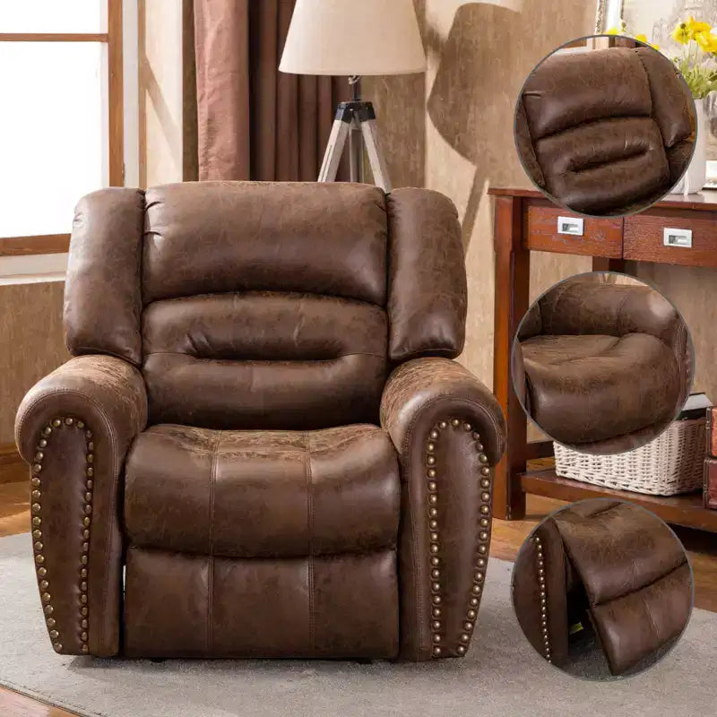 Poltrona Reclinabile Elettrica Bestier in Pelle Rigenerata Traspirante, Classica Poltrona Singola per Home Cinema Reclinabile con Porta USB, Comodi Braccioli