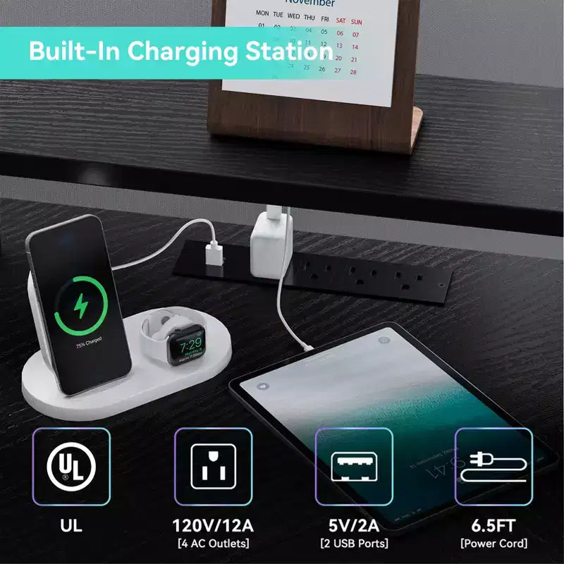 Scrivania gaming a L da 61", con supporto monitor, scrivania angolare a L per computer, luci LED integrate e tasche portaoggetti laterali, per piccoli spazi