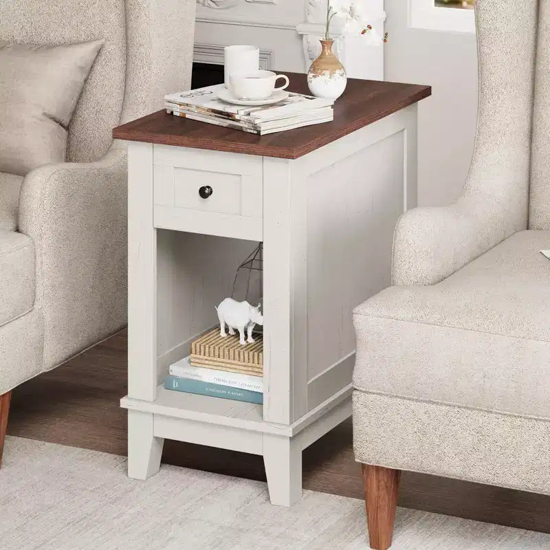 Tavolino da caffè a cassetto singolo in PB MDF - Elegante e funzionale tavolino laterale per divano, Materiale durevole in MDF, Design salvaspazio, Facile da montare