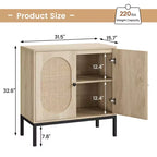 Madia in Rattan - Mobile Contenitore a 2 Livelli con Ripiani Regolabili per Sala da Pranzo, Salotto e Ingresso