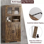 Acekool Armadietto Contenitore Alto 128 cm con Ante in Vetro, Ripiani Regolabili, Credenza Dispensa Mobile Bar per Cucina Soggiorno