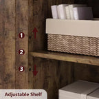 Acekool Armadietto Contenitore Alto 128 cm con Ante in Vetro, Ripiani Regolabili, Credenza Dispensa Mobile Bar per Cucina Soggiorno