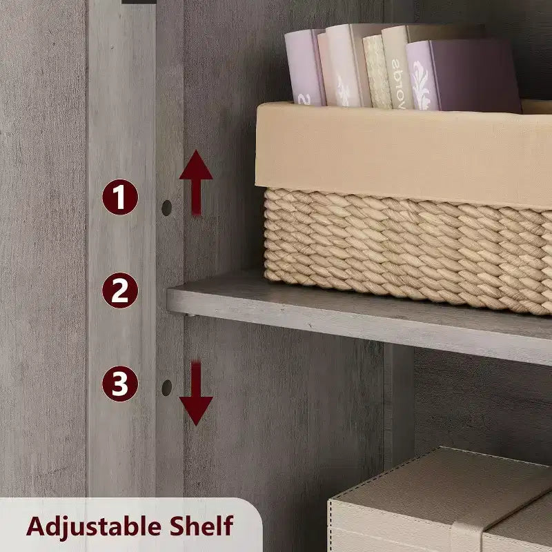 Acekool Armadietto Contenitore Alto 128 cm con Ante in Vetro, Ripiani Regolabili, Credenza Dispensa Mobile Bar per Cucina Soggiorno