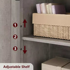 Acekool Armadietto Contenitore Alto 128 cm con Ante in Vetro, Ripiani Regolabili, Credenza Dispensa Mobile Bar per Cucina Soggiorno