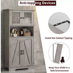 Acekool Armadietto Contenitore Alto 128 cm con Ante in Vetro, Ripiani Regolabili, Credenza Dispensa Mobile Bar per Cucina Soggiorno
