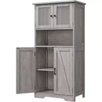 Acekool Armadietto Contenitore Alto 128 cm con Ante in Vetro, Ripiani Regolabili, Credenza Dispensa Mobile Bar per Cucina Soggiorno