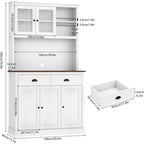 Acekool 71 Mobile Dispensa con Spazio per Microonde - 5 Ante e Ripiani Regolabili, Bianco