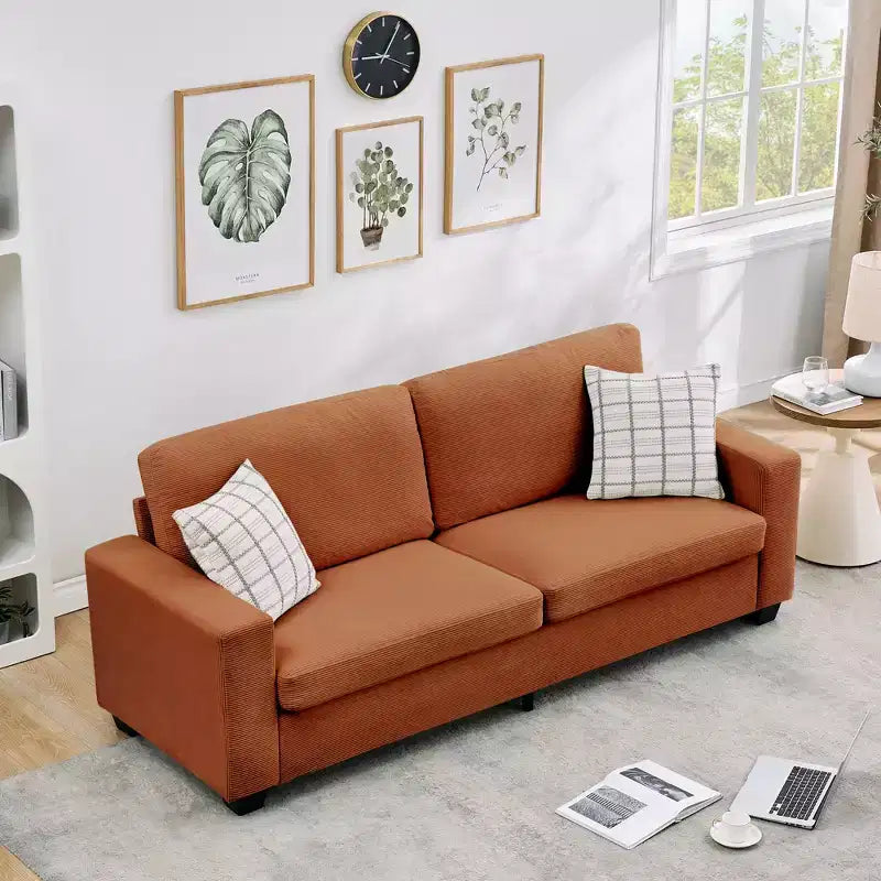 Divano Moderno 2 Posti, Divano Oversize in Corduroy con Fodera Lavabile, Seduta Profonda con Bracciolo Largo, Comodo Divano Cloud per Soggiorno, Camera da Letto, Ufficio