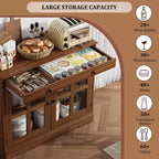 Credenza da 35 pollici, Mobiletto Buffet, Mobile Bar per Caffè con Porta a Vetro e Cassetto, Tavolo Consolle da Ingresso, Mobile Contenitore