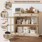 Credenza da 35 pollici, Mobiletto Buffet, Mobile Bar per Caffè con Porta a Vetro e Cassetto, Tavolo Consolle da Ingresso, Mobile Contenitore