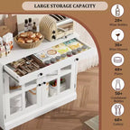 Credenza da 35 pollici, Mobiletto Buffet, Mobile Bar per Caffè con Porta a Vetro e Cassetto, Tavolo Consolle da Ingresso, Mobile Contenitore
