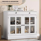 Credenza da 35 pollici, Mobiletto Buffet, Mobile Bar per Caffè con Porta a Vetro e Cassetto, Tavolo Consolle da Ingresso, Mobile Contenitore