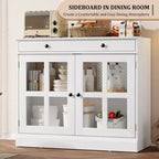 Credenza da 35 pollici, Mobiletto Buffet, Mobile Bar per Caffè con Porta a Vetro e Cassetto, Tavolo Consolle da Ingresso, Mobile Contenitore