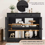 Credenza da 35 pollici, Mobiletto Buffet, Mobile Bar per Caffè con Porta a Vetro e Cassetto, Tavolo Consolle da Ingresso, Mobile Contenitore