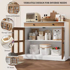 Credenza da 35 pollici, Mobiletto Buffet, Mobile Bar per Caffè con Porta a Vetro e Cassetto, Tavolo Consolle da Ingresso, Mobile Contenitore