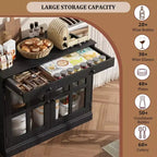 Credenza da 35 pollici, Mobiletto Buffet, Mobile Bar per Caffè con Porta a Vetro e Cassetto, Tavolo Consolle da Ingresso, Mobile Contenitore