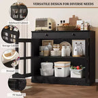Credenza da 35 pollici, Mobiletto Buffet, Mobile Bar per Caffè con Porta a Vetro e Cassetto, Tavolo Consolle da Ingresso, Mobile Contenitore