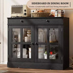 Credenza da 35 pollici, Mobiletto Buffet, Mobile Bar per Caffè con Porta a Vetro e Cassetto, Tavolo Consolle da Ingresso, Mobile Contenitore