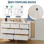 Comodino/Cassettiera a 7 cassetti scanalata per camera da letto, cassettiera alta moderna con maniglia in metallo e design a profilo curvo, organizer per cassetti in legno