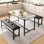 Set da pranzo con tavolo per 4 persone, tavolo da cucina con 2 panche imbottite, set da pranzo in legno per cucina, per piccoli spazi, appartamento, casa, cena
