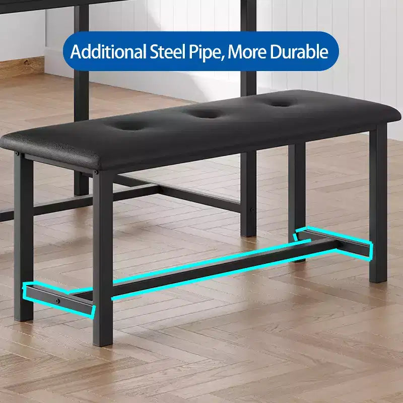 Set da pranzo con tavolo per 4 persone, tavolo da cucina con 2 panche imbottite, set da pranzo in legno per cucina, per piccoli spazi, appartamento, casa, cena