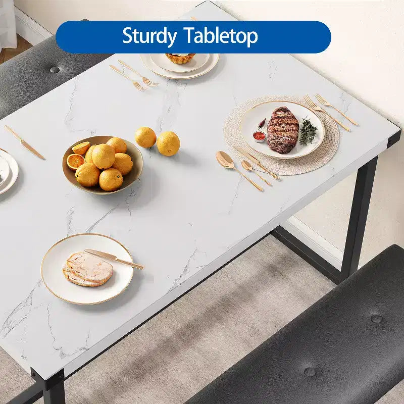 Set da pranzo con tavolo per 4 persone, tavolo da cucina con 2 panche imbottite, set da pranzo in legno per cucina, per piccoli spazi, appartamento, casa, cena